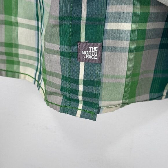 The North‎ Face Short Sleeve Delridge Button Shirt Men Large Green White Cotton - Picture 5 of 10